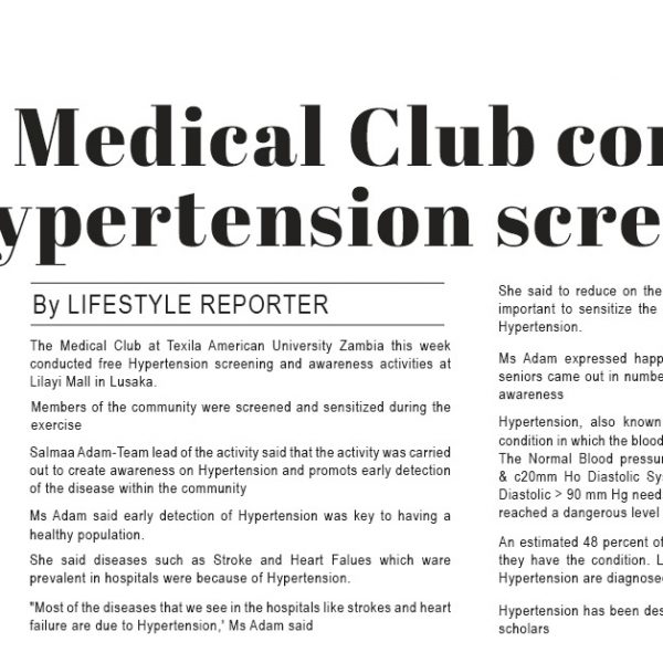 Texila Medical Club Conducts free Hypertension Screening
